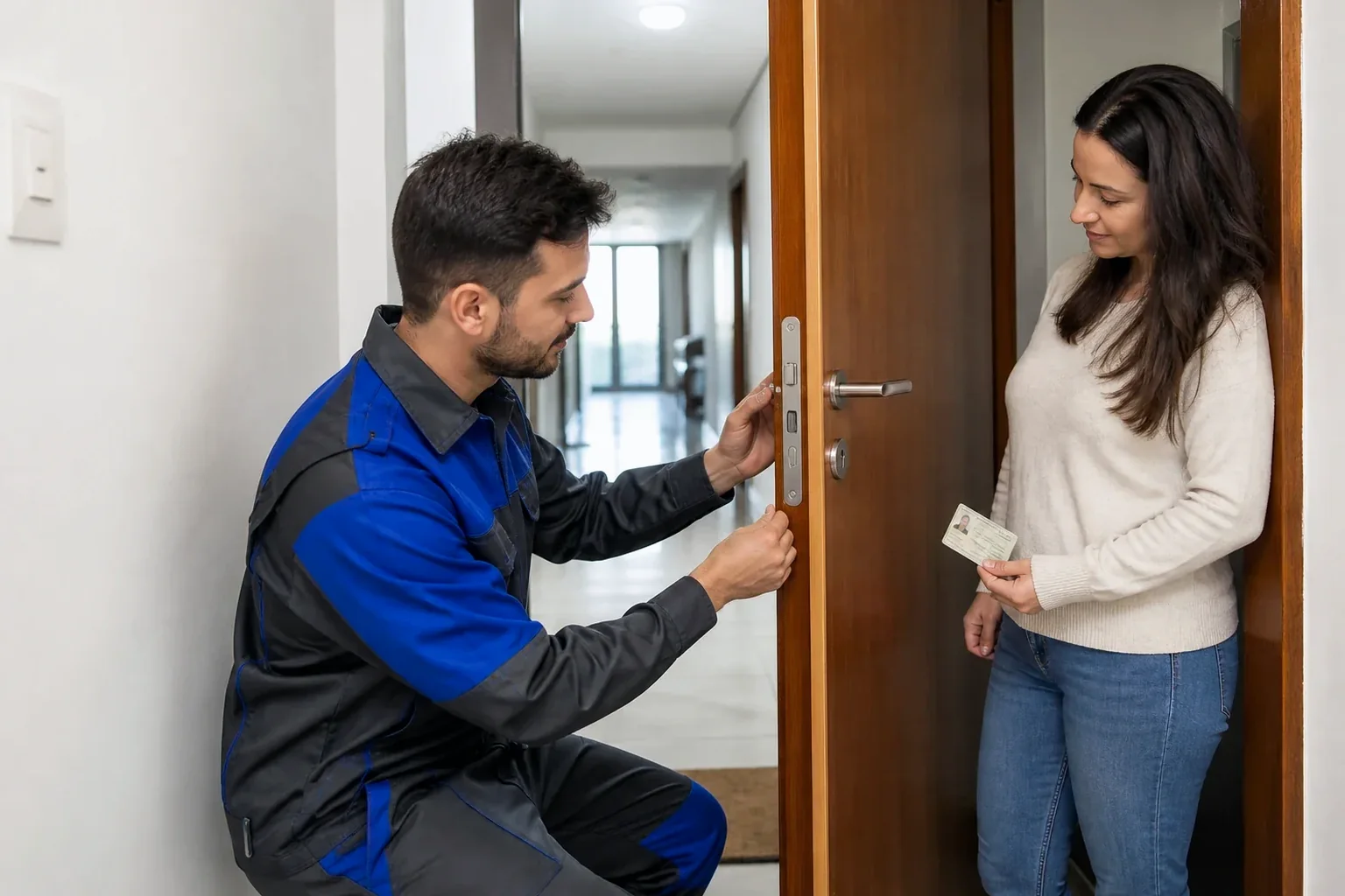 Chaveiro em ação abrindo uma porta com ferramentas em Maringá.